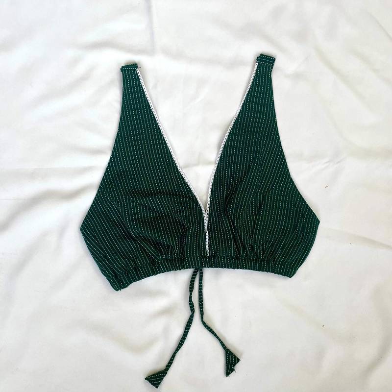 Bottle-green-deep-v-neck-cotton-kantha-bra-kj0099