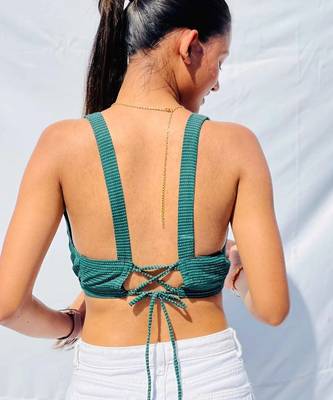 Bottle-green-deep-v-neck-cotton-kantha-bra-kj0099 4
