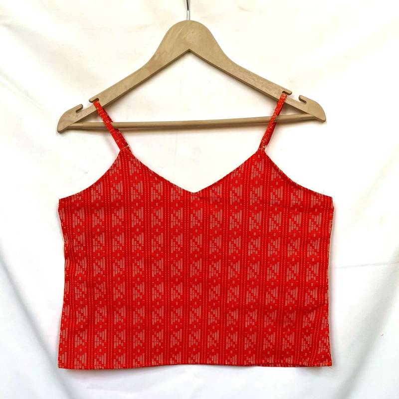 Orange-s-pattern-cotton-kantha-spaghetti-top-kj0102