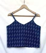 Navy-blue-s-pattern-cotton-kantha-crop-top-kj0103