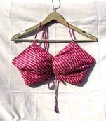 Pink-lehariya-criss-cross-cotton-top-kj0125