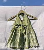 Olive-green-chikan-front-knot-halter-neck-cotton-top-kj0127
