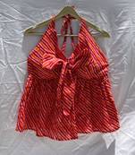Pink-orange-lehariya-front-knot-halter-neck-cotton-top-kj0137