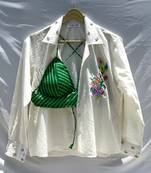 Embroidery-shirt-green-lehariya-bra-combo-kj0149