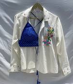 Embroidery-shirt-blue-lehariya-bra-combo-kj0150