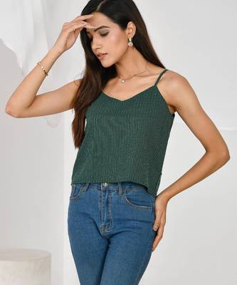 Bottle-green-cotton-kantha-spaghetti-top-kj0166 1