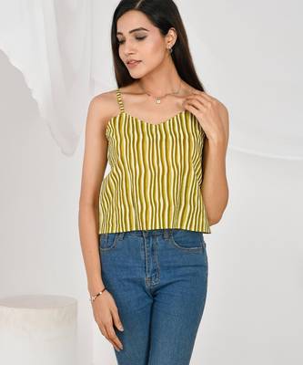 Green-stripe-spaghetti-top-kj0170 2