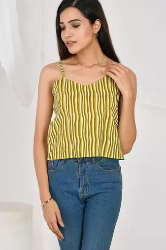 Green-stripe-spaghetti-top-kj0170