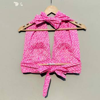 Baby-pink-lehariya-halter-neck-and-back-knot-top-kj0199 2