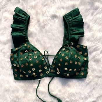 Bottle-green-floral-sequin-handwork-bra-kj0205 1