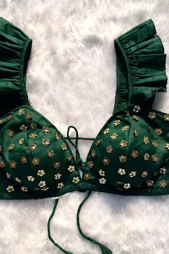 Bottle-green-floral-sequin-handwork-bra-kj0205