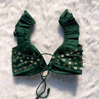 Bottle-green-floral-sequin-handwork-bra-kj0205 2