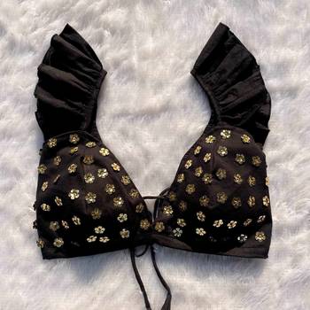 Black-floral-sequin-handwork-bra-kj0208 1