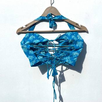 Blue-handblock-halter-neck-bra-kj0250 2