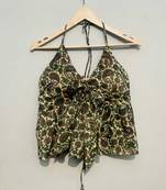 Green-paisley-front-knot-halter-neck-top-kj0261
