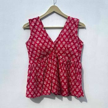 Red-arrow-deep-neck-cotton-top-kj0289 1