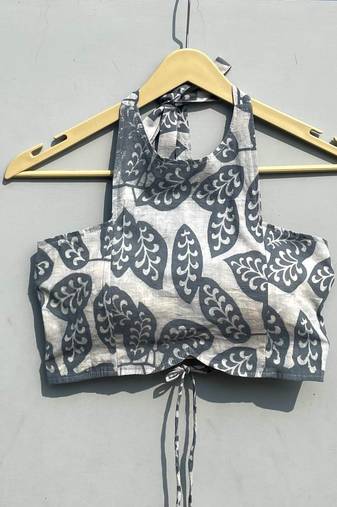 Grey-leaf-handblock-criss-cross-cotton-top-kj0295