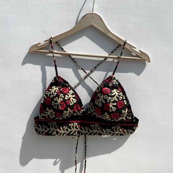 Black-cream-red-flower-mul-bra-kj0317 1