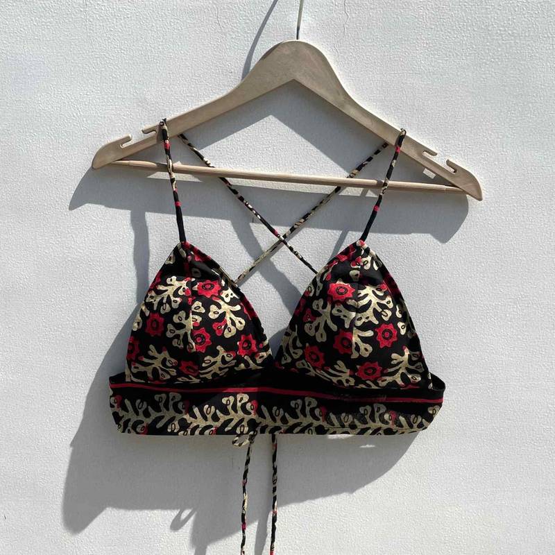 Black-cream-red-flower-mul-bra-kj0317