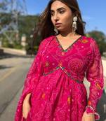 Pink-bandhej-mirror-chiffon-suit-set-at0332