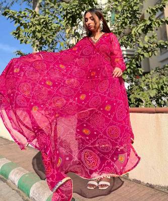 Pink-bandhej-mirror-chiffon-suit-set-at0332 4