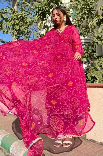 Pink-bandhej-mirror-chiffon-suit-set-at0332