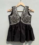 Black-zari-embroidery-depp-neck-cotton-top-kj0425