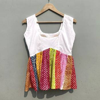 Multicolor-lehariya-handwork-deep-neck-cotton-top-kj0426 2