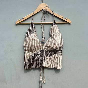 Black-grey-stripe-cotton-bralette-kj0439 1