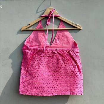 Baby-pink-chikan-hakoba-halter-neck-cotton-top-kj0480 2