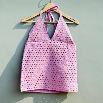 Lavender-chikan-hakoba-halter-neck-cotton-top-kj0482 1