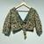 Green-paisley-frill-neck-puff-sleeves-cotton-top-kj0486