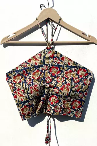 Blue-jaal-criss-cross-cotton-top-kj0299
