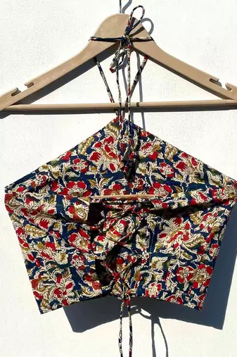 Blue-jaal-criss-cross-cotton-top-kj0299