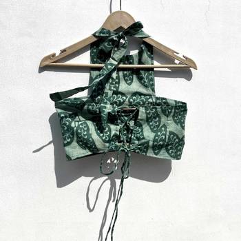 Green-leaf-handblock-criss-cross-cotton-top-kj0516 2