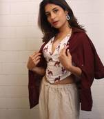 Maroon-wine-shirt-camel-bra-combo-kj0527