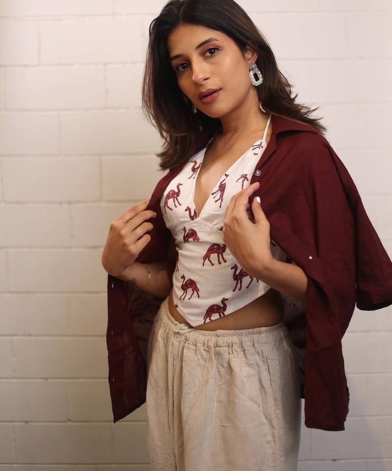 Maroon-wine-shirt-camel-bra-combo-kj0527