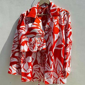 Orange-abstract-floral-overall-combo-kj0529 2