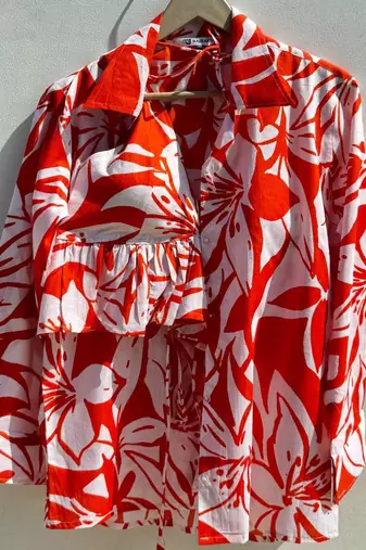 Orange-abstract-floral-overall-combo-kj0529