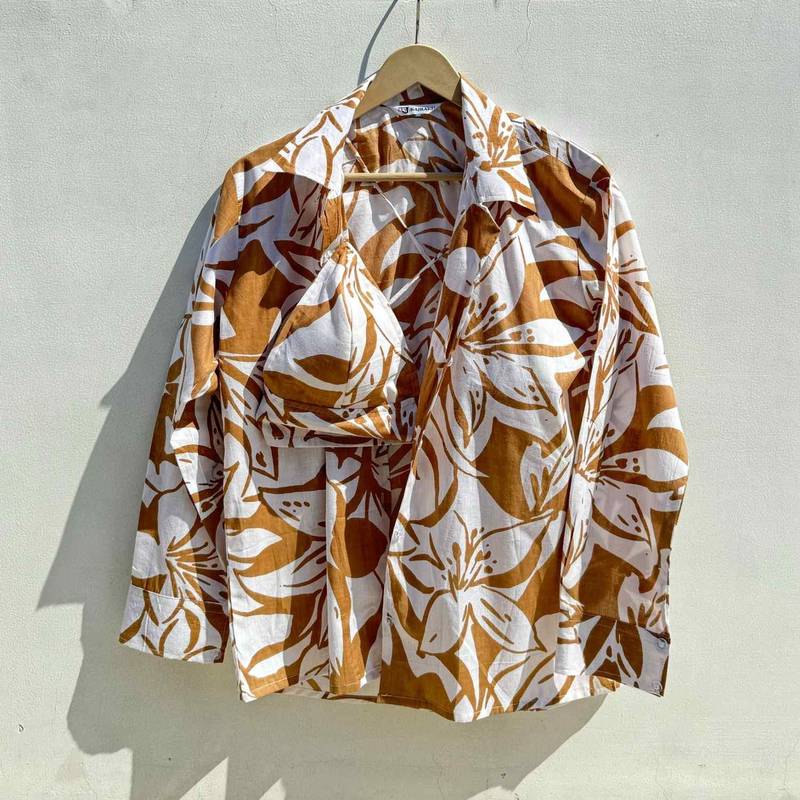 Light-brown-abstract-floral-overall-combo-kj0530