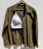 Dusty-green-embroidery-dobby-shirt-white-chikan-bra-combo-kj0534