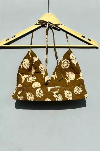 Olive-green-handblock-halter-neck-cotton-top-kj0587