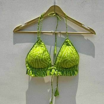 Neon-green-bandhej-cotton-bra-kj0611 1