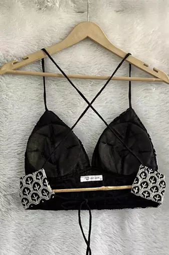 Black-chikan-cotton-bra-kj0623
