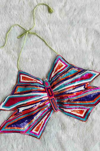 Multicolor-sequin-handwork-butterfly-cotton-top-kj0628