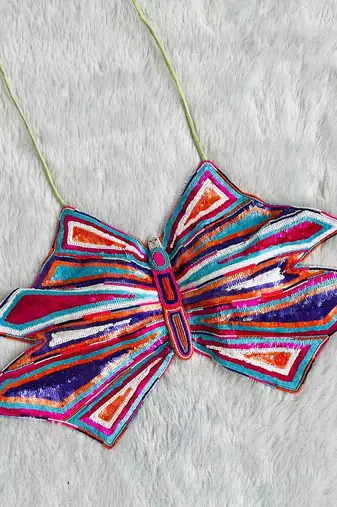 Multicolor-sequin-handwork-butterfly-cotton-top-kj0628