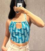 Blue-paisley-katha-back-knot-top-kj0642
