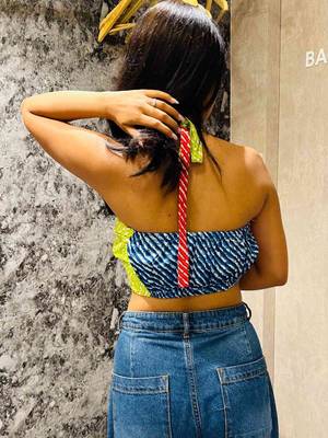 Red-green-blue-lehariya-top-kj0646 3