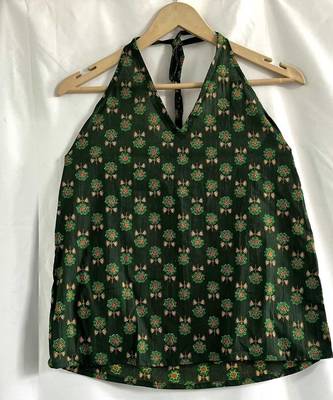 Bottle-green-butti-halter-neck-cotton-top-kj0654 1