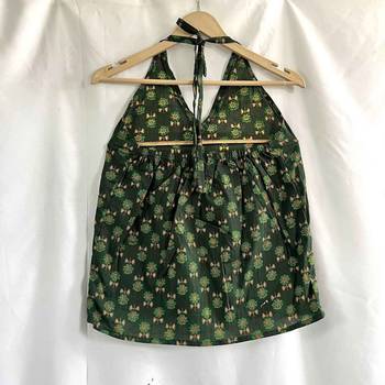 Bottle-green-butti-halter-neck-cotton-top-kj0654 2